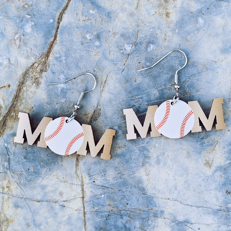 Wholesale Mother's Day Sports Style Wooden Earrings